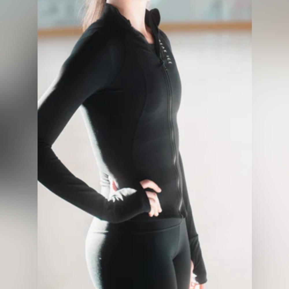PEAK ICE Girls Black Zipper Closure Front Ice Skating Light Weight Jacket. 10Y - Picture 3 of 11